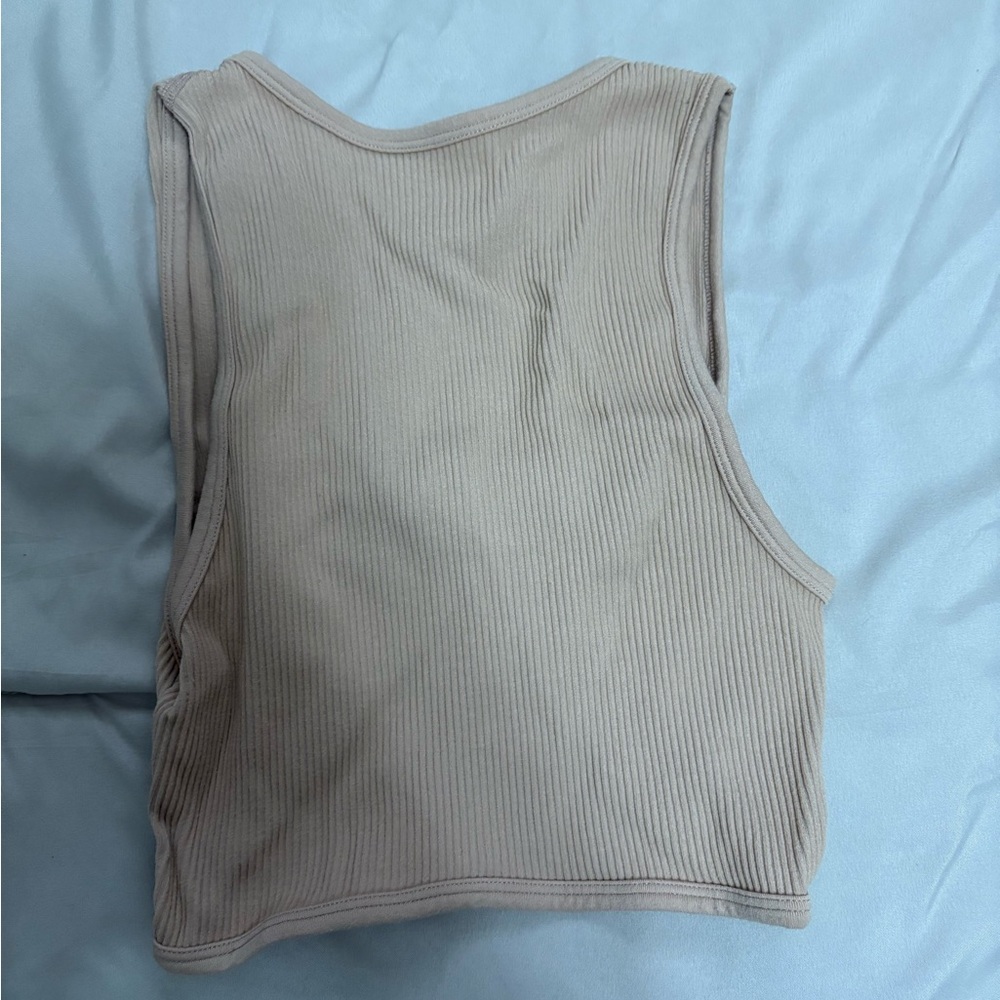 Sleeveless Ribbed Tan Top